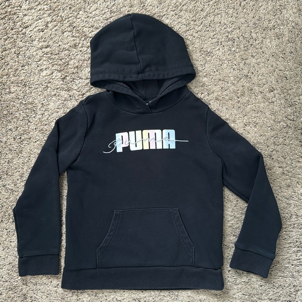Puma Girl Black Hoodie Size 7/8